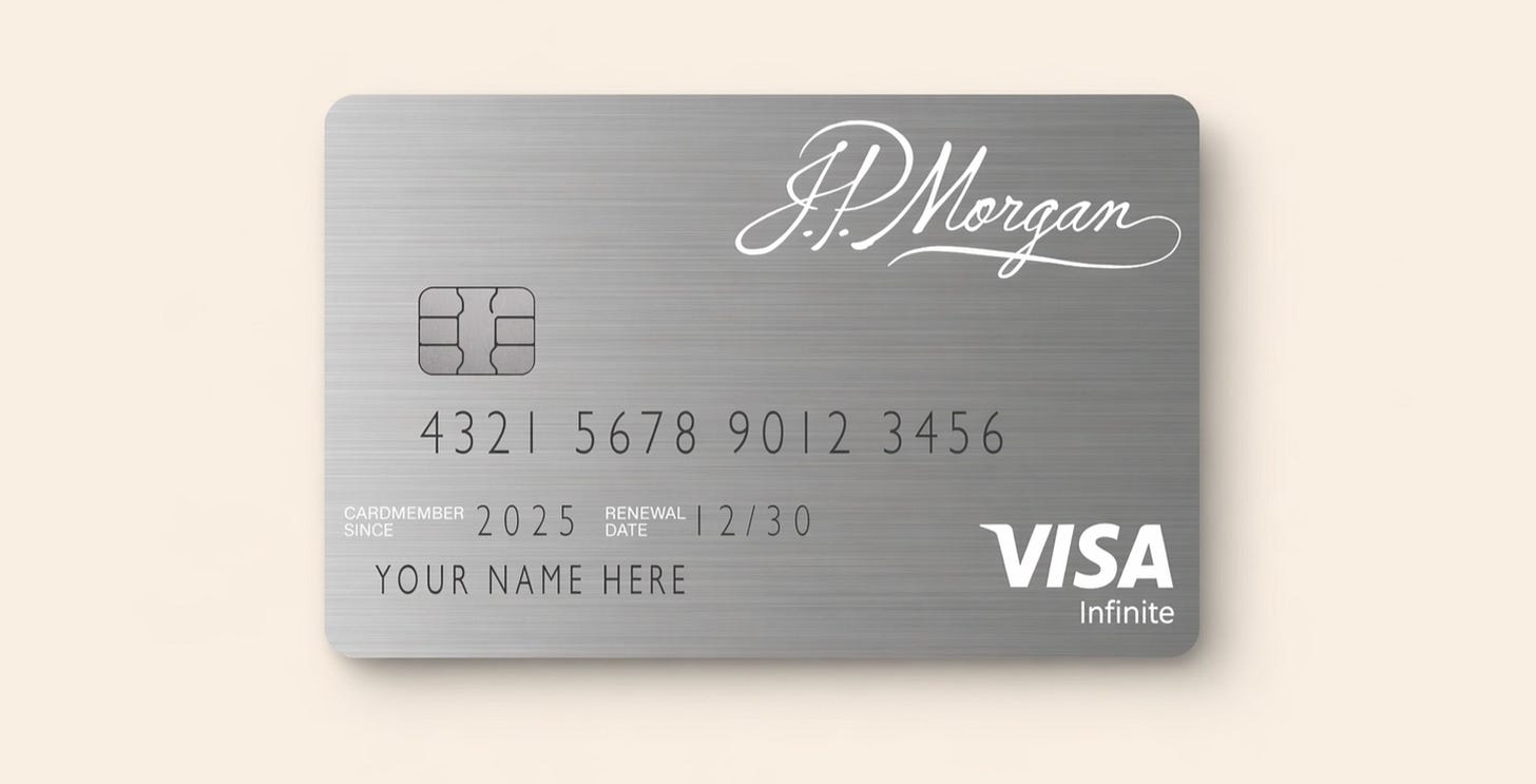 J.P. Morgan Reserve Visa Infinite card as an elite private banking relationship artifact