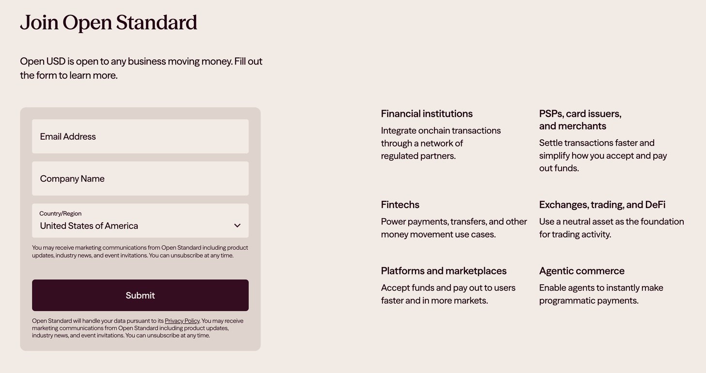 Open Standard participants across the global stablecoin network