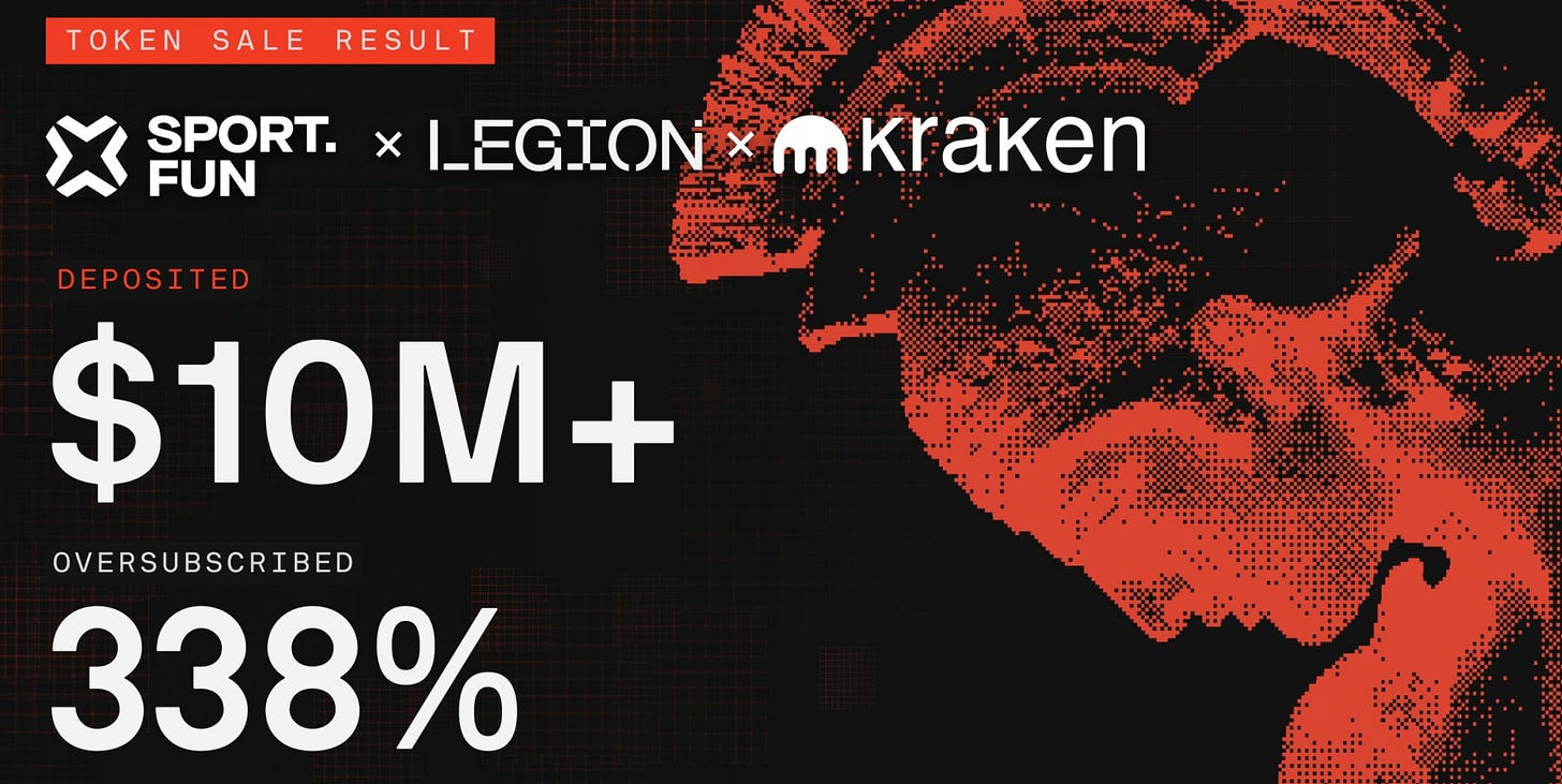 Sport.Fun token sale result with Legion and Kraken