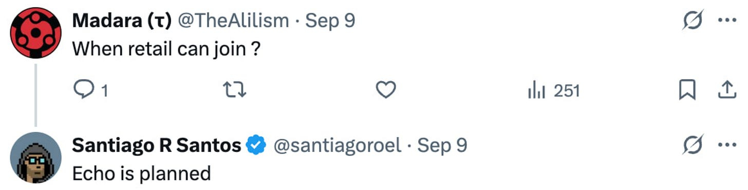 Santiago R Santos says Echo is planned for Inversion Capital
